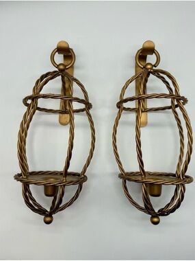Twisted Rope Wall Sconces in Antique Gold (Pair)